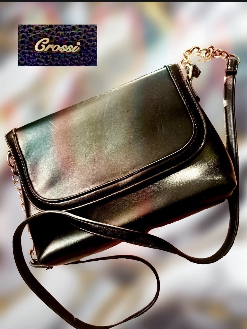 Black Leather Women's Crossbody Bag